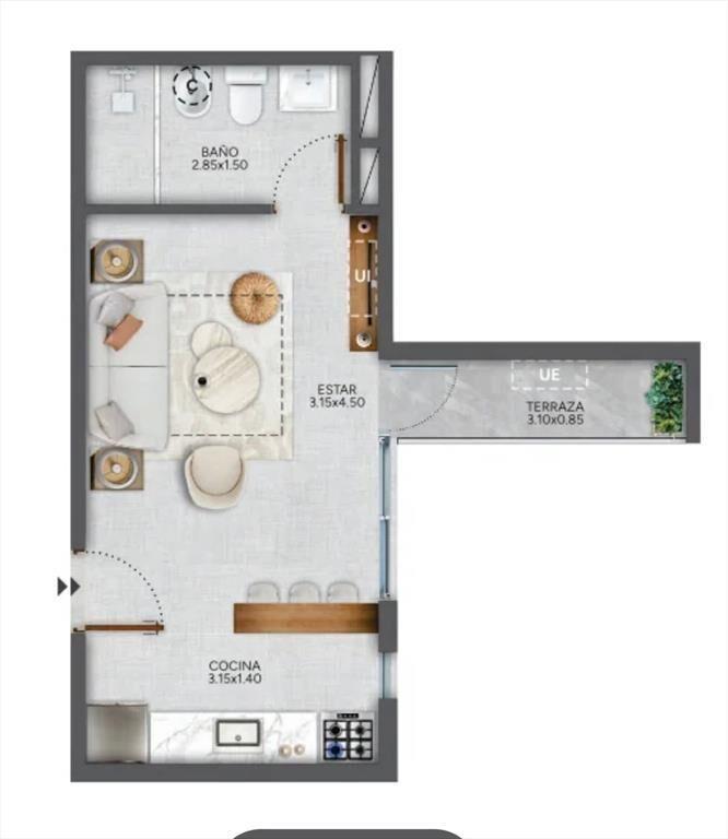 VENTA MONOAMBIENTE CORDON CON TERRAZA