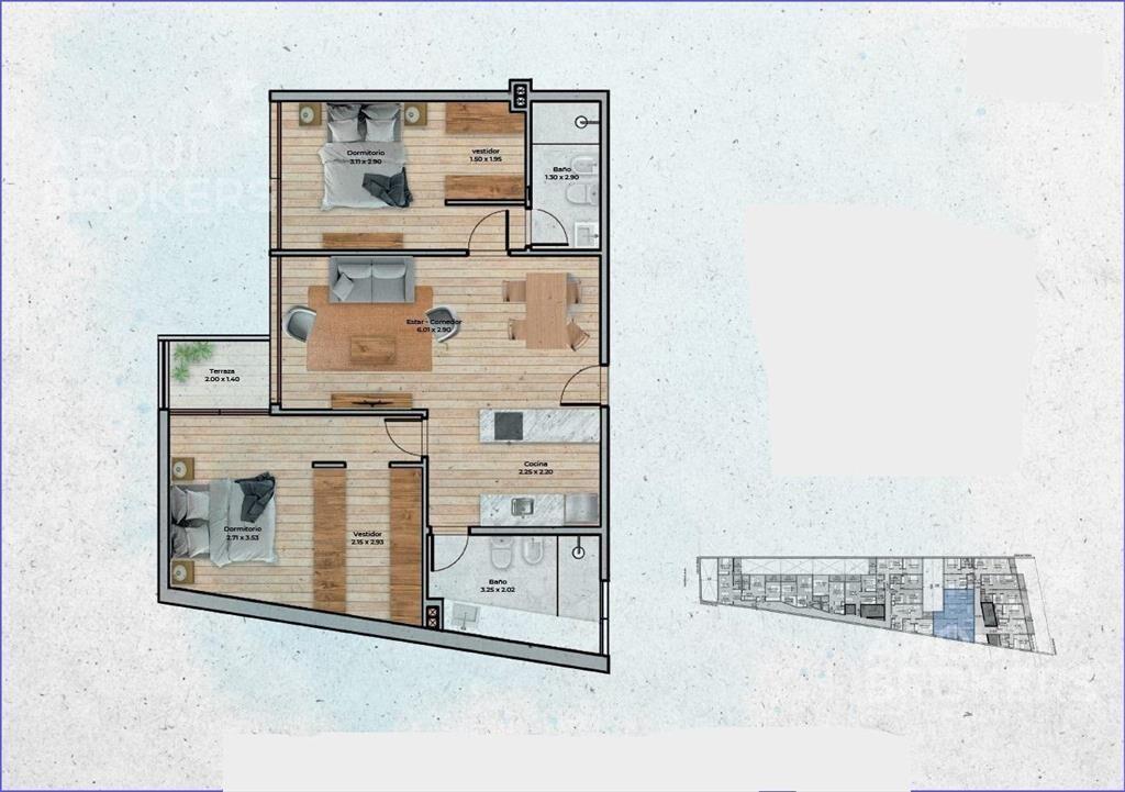 Apartamento de dos dormitorios en venta en Pocitos - 204