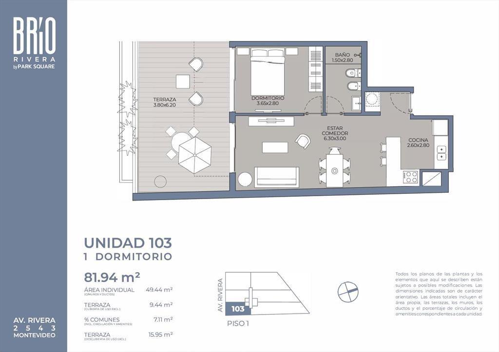 Venta Apartamento 1 Dormitorio en Pocitos