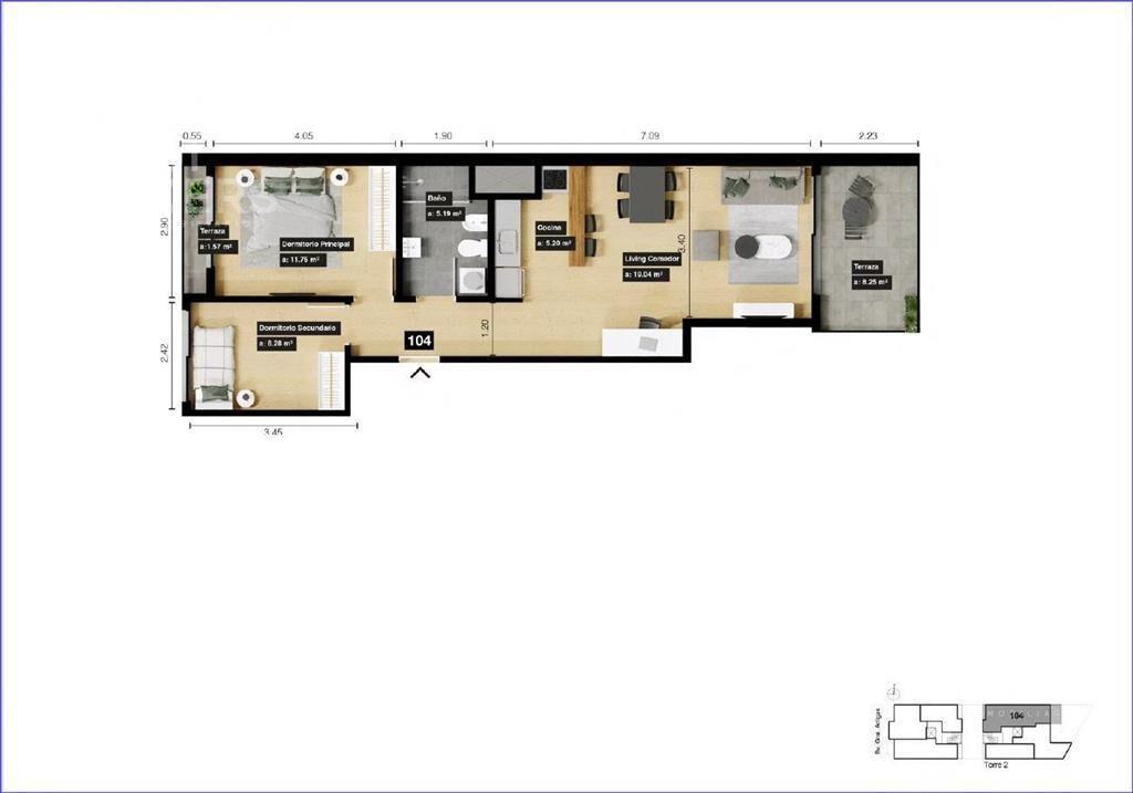Apartamento de dos dormitorios en venta en Tres Cruces - 1