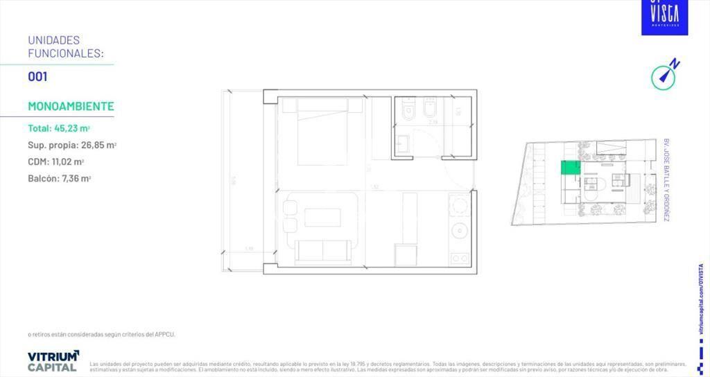 Venta Monoambiente en Construcción en la Blanqueada
