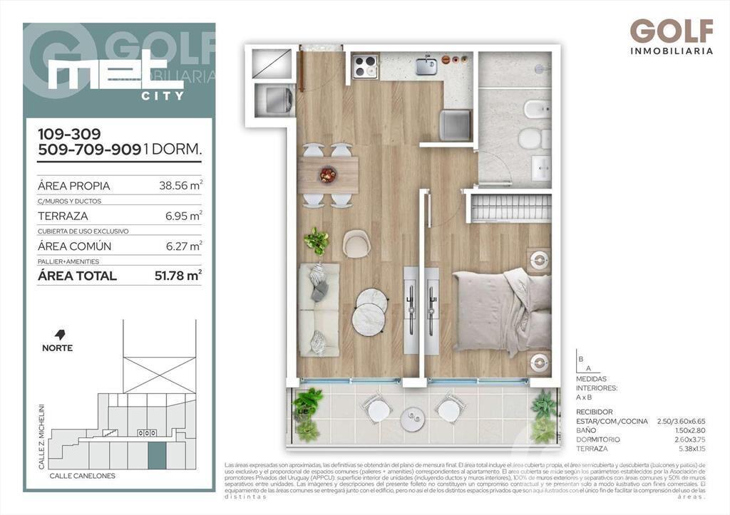 Venta apartamento 1 dormitorio en el Centro