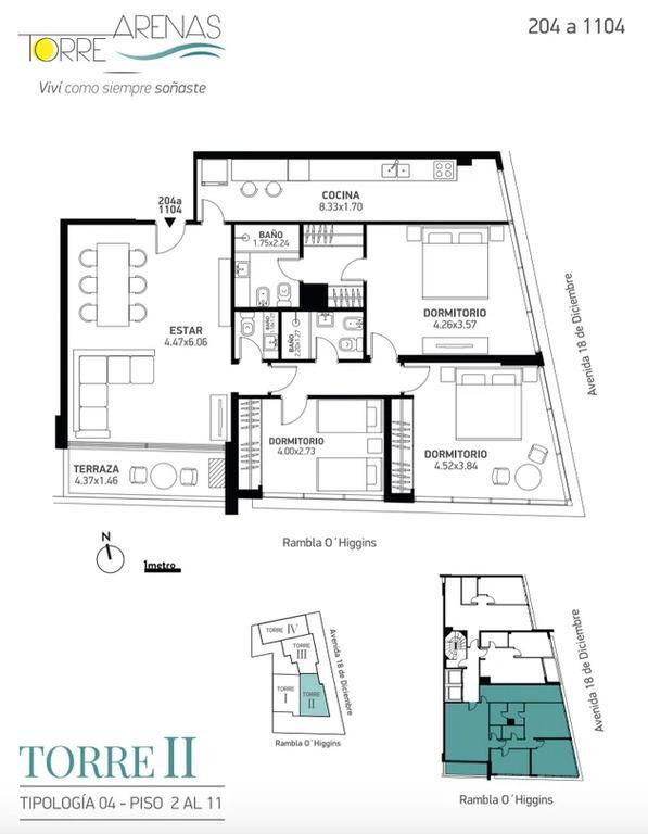 Venta de apartamento de 3 dormitorios en Torre Arenas, Malví