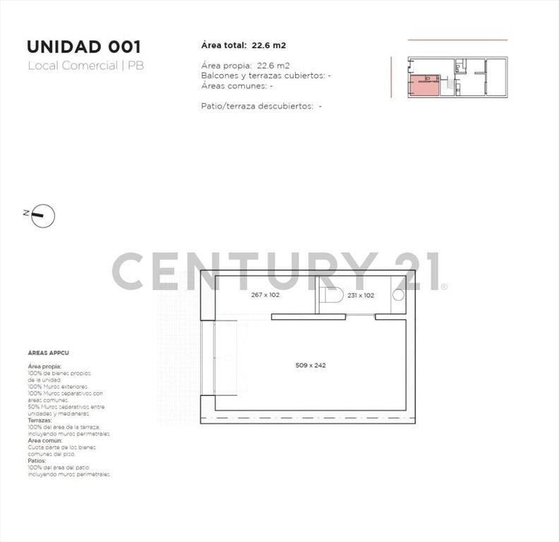 VENTA local comercial-22.6 mt2-baño-Palermo excelente pun...