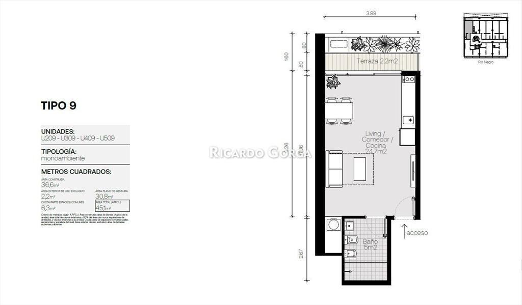 Apartamento Monoambiente en venta en Altos de Rio Negro ...