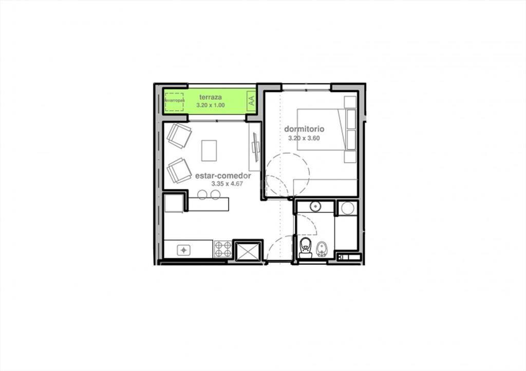 VENTA APARTAMENTO MONOAMBIENTE CORDON  EN OBRA