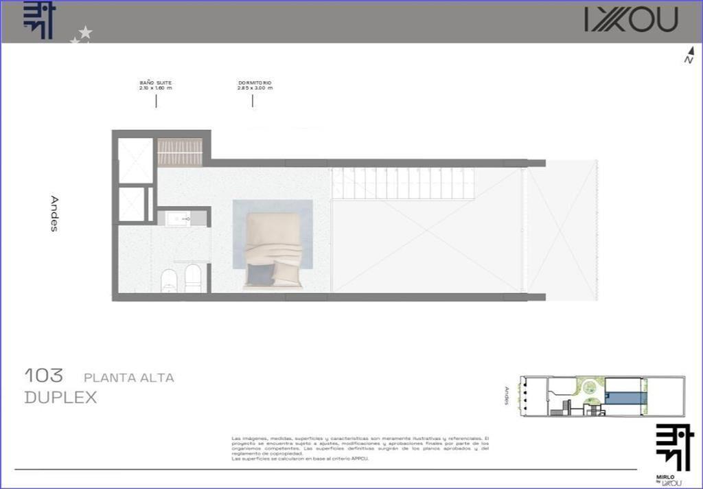 Apartamento dúplex de un dormitorio en venta en Barrio Sur