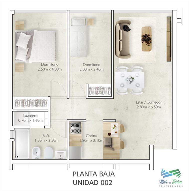 En venta apartamento, 2 dormitorios con cochera,