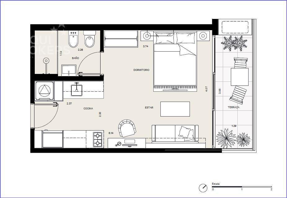 Apartamento monoambiente en venta en Buceo - 306
