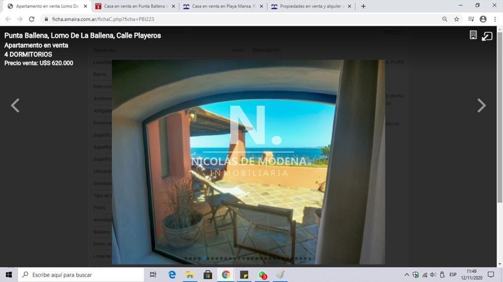Hermoso departamento en venta, punta ballena.