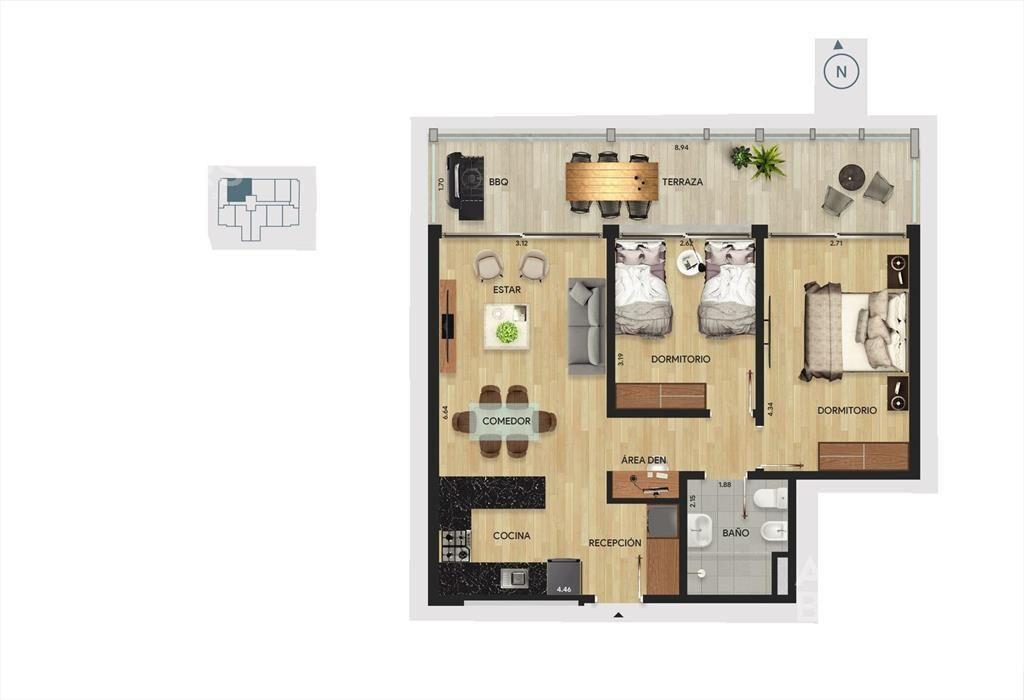 Apartamento de dos dormitorios en venta en Parque Batlle -