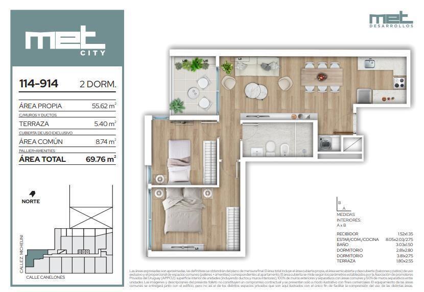 Venta Apartamento 2 Dormitorios en Barrio Sur