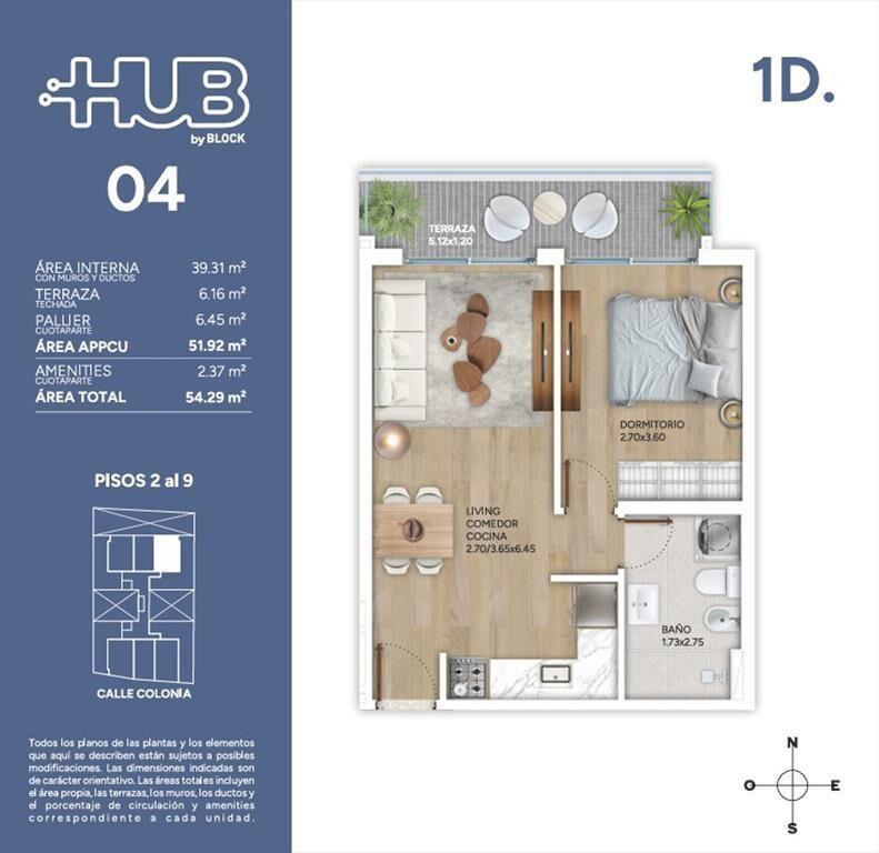 Venta Apartamento 1 dorm en Cordon con Amenities