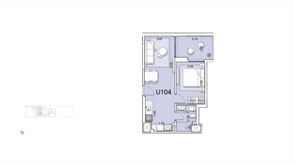 Apartamento de 1 dormitorio venta en Tres Cruces