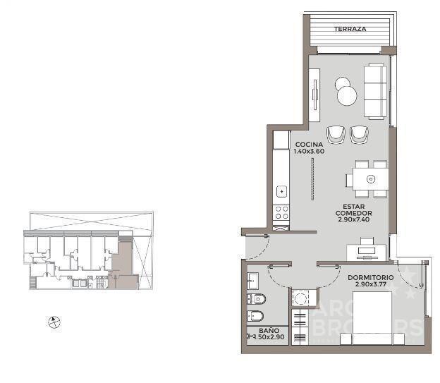 Venta apartamento un dormitorio en Pocitos - 1105
