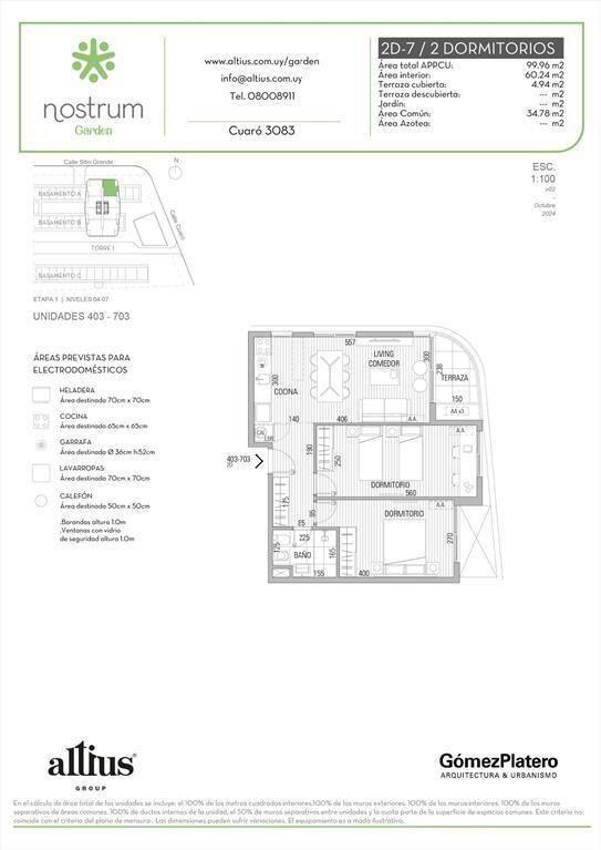 VENTA APARTAMENTO 2 DORMITORIOS NOSTRUM GARDEN