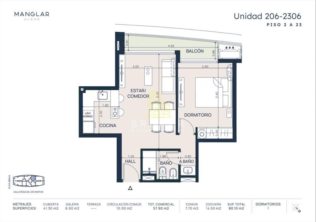 Apartamento en venta de 1 dormitorio Punta del en