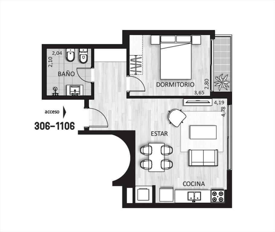Alquiler apartamento 1 dormitorio en Cordón a estrenar