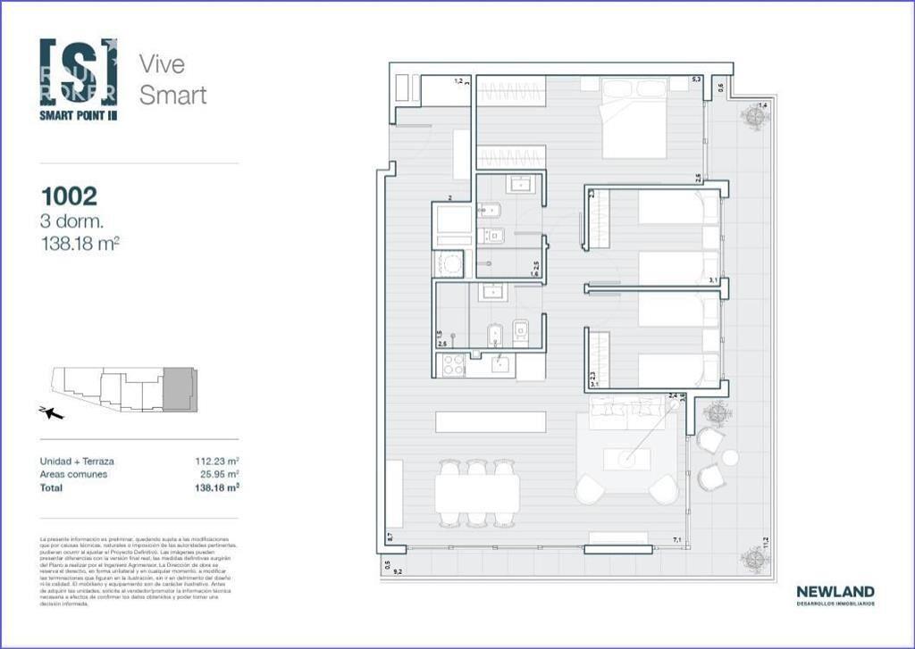 Apartamento de tres dormitorios en venta en Tres Cruces -