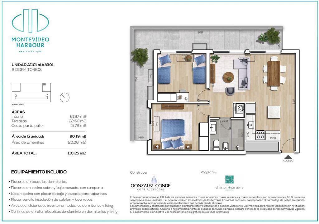 Venta apartamento dos dormitorios en Capurro - 2701a