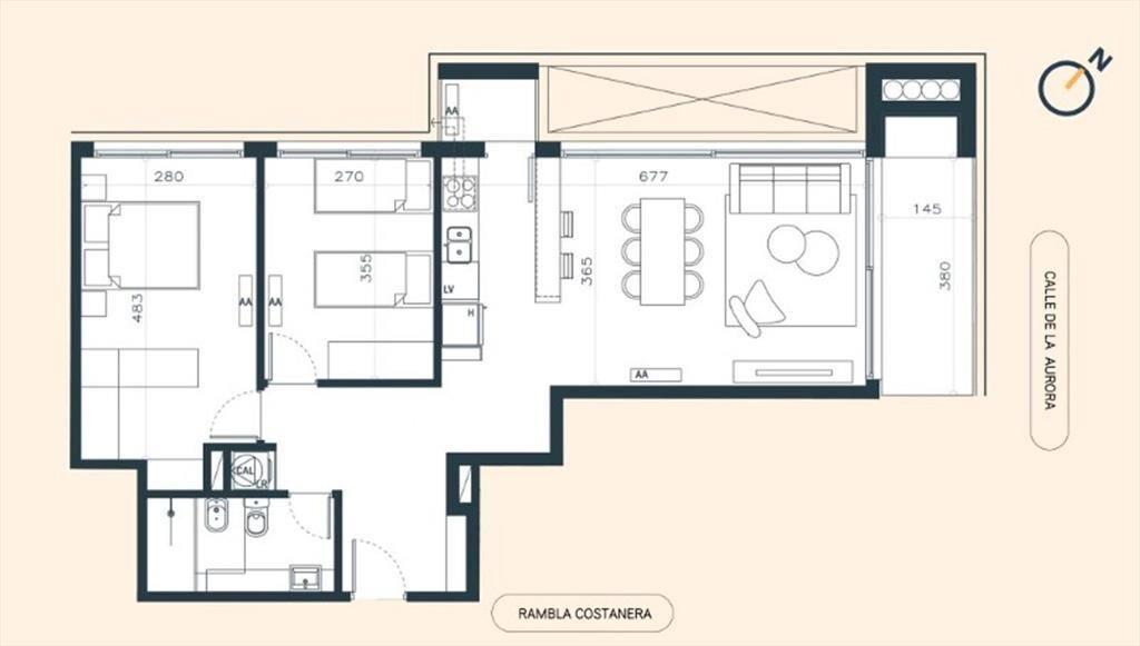 Apto 2 dorm con terraza, en pozo, C. de la Costa