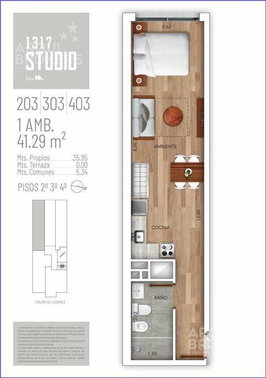 Venta apartamento monoambiente en Pocitos Nuevo