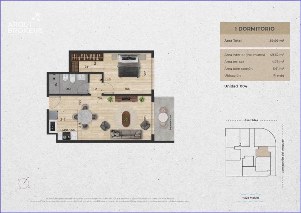 Apartamento de un dormitorio en venta en Malvín - 004
