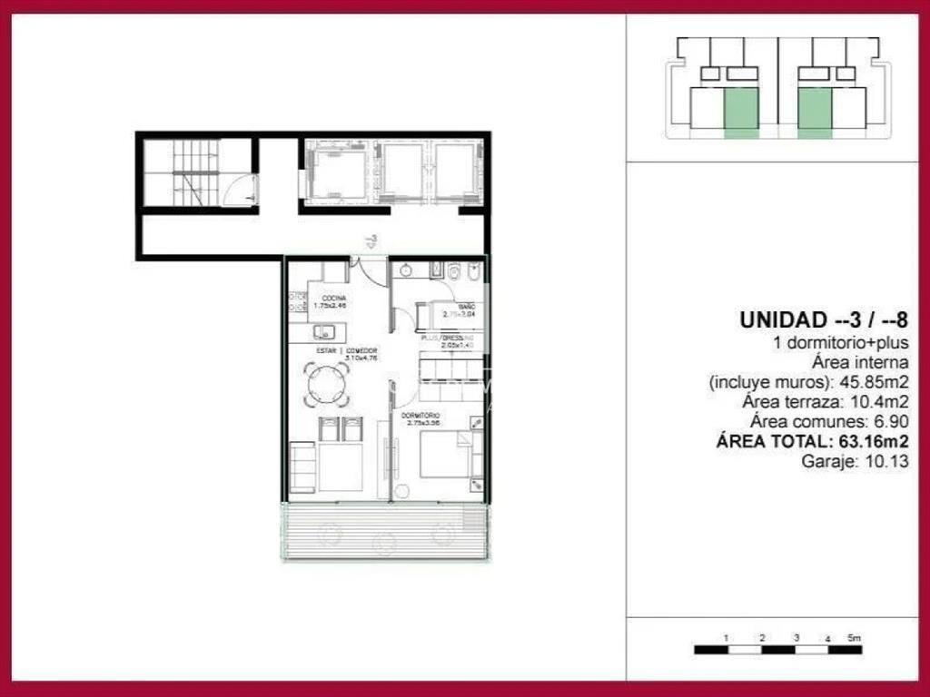 Amplia y cómodo dpto de 1 y medio dormitorio en