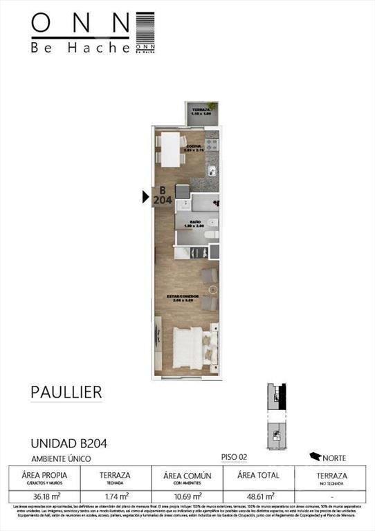 Venta apartamento monoambiente con renta en Tres Cruces - 3