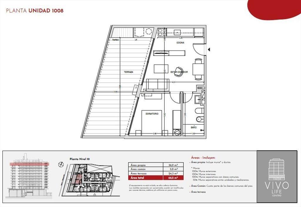 Venta apartamento 1 dormitorio Vivo Life Centro