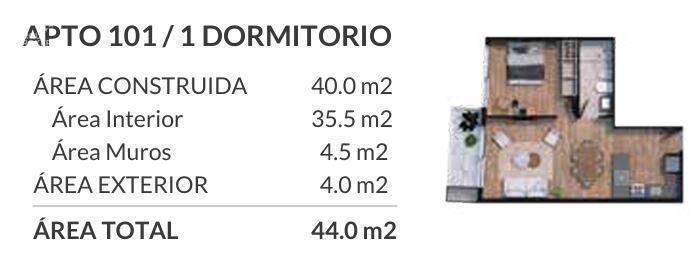 Apartamento de un dormitorio en venta en Cordón Sur - 101