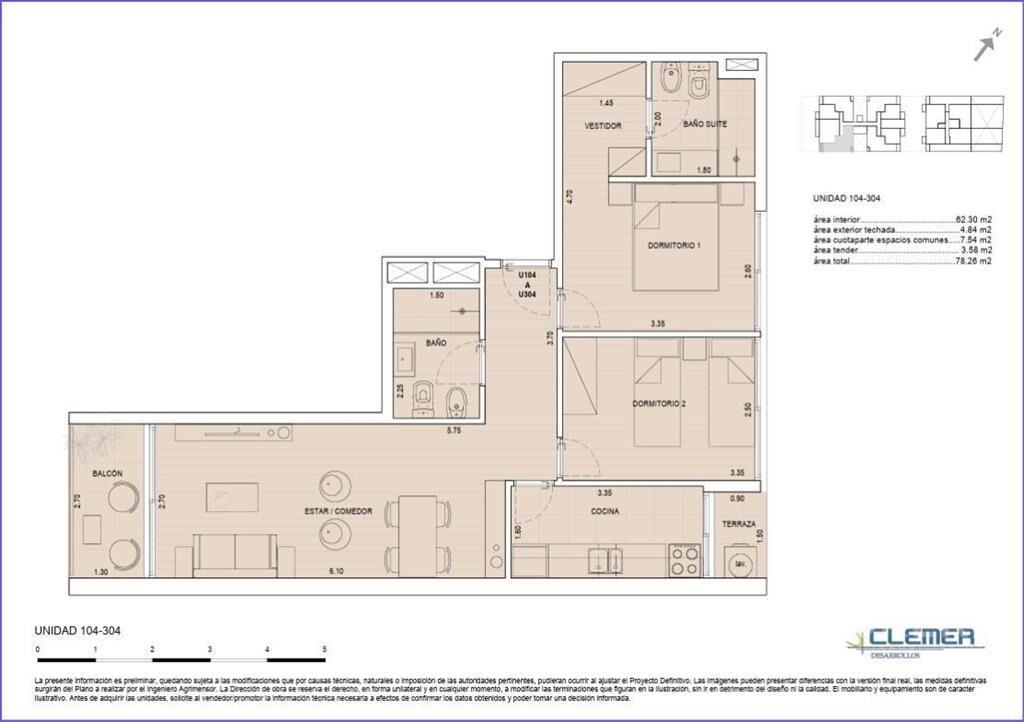 Apartamento de dos dormitorios en venta en Malvín - 204