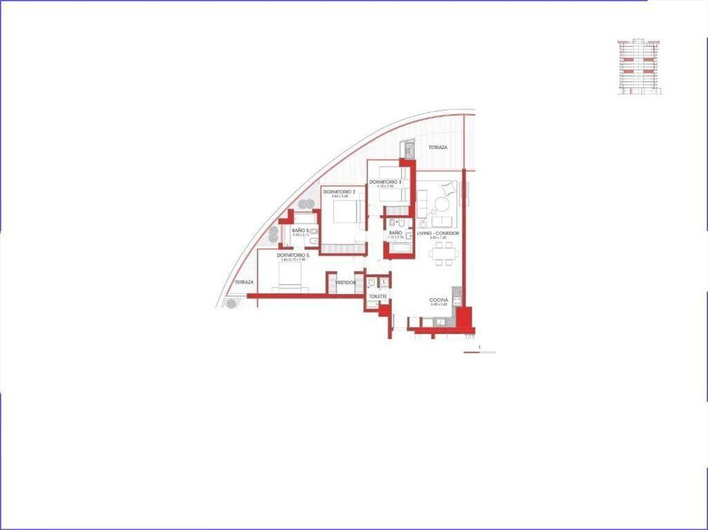 Apartamento de tres dormitorios en venta en Parque Roosevel