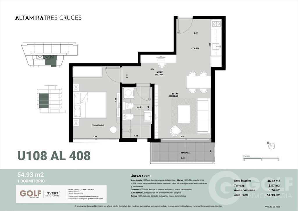 Venta de apartamento de 1 dormitorio en Tres Cruces