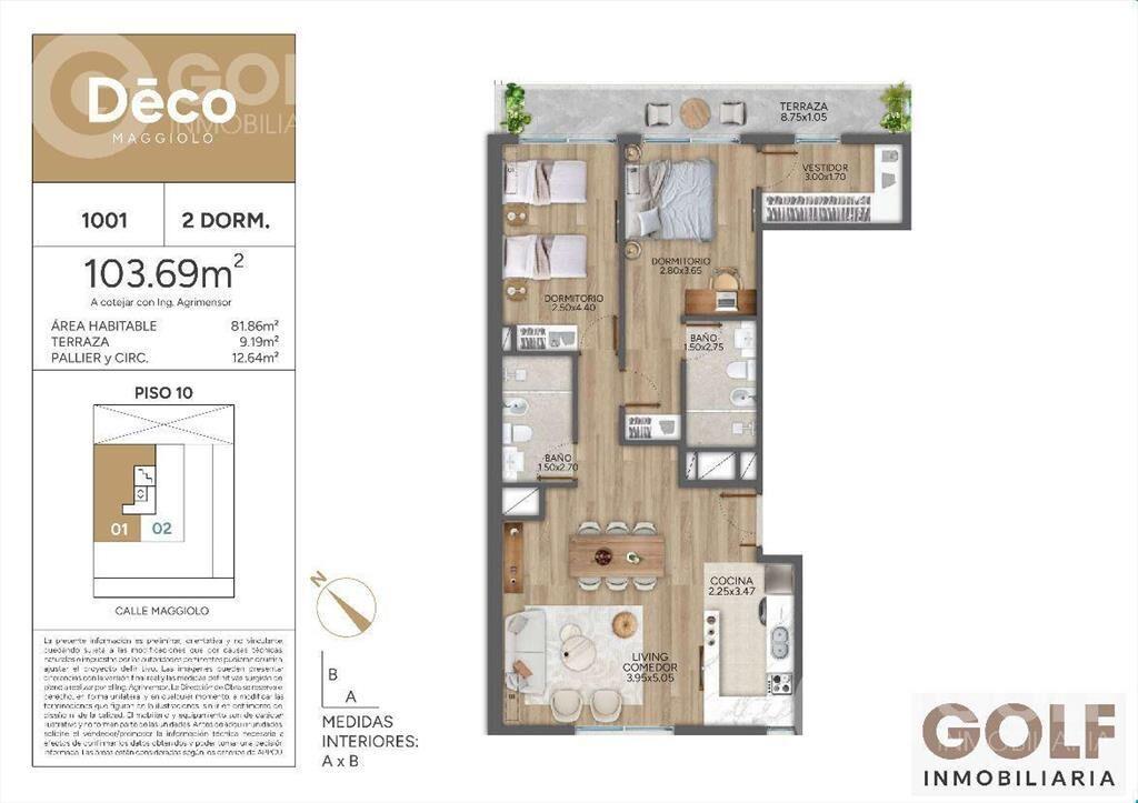 Venta Apartamento 2 dormitorios, 2 baños - Parque Rodó - Go