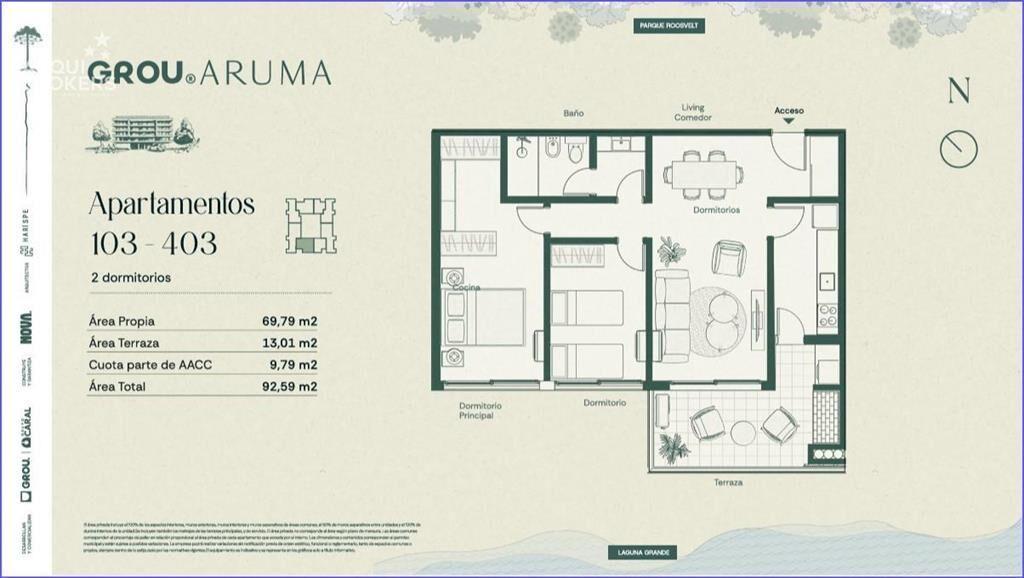 Apartamento de dos dormitorios en venta en Parque Miramar -