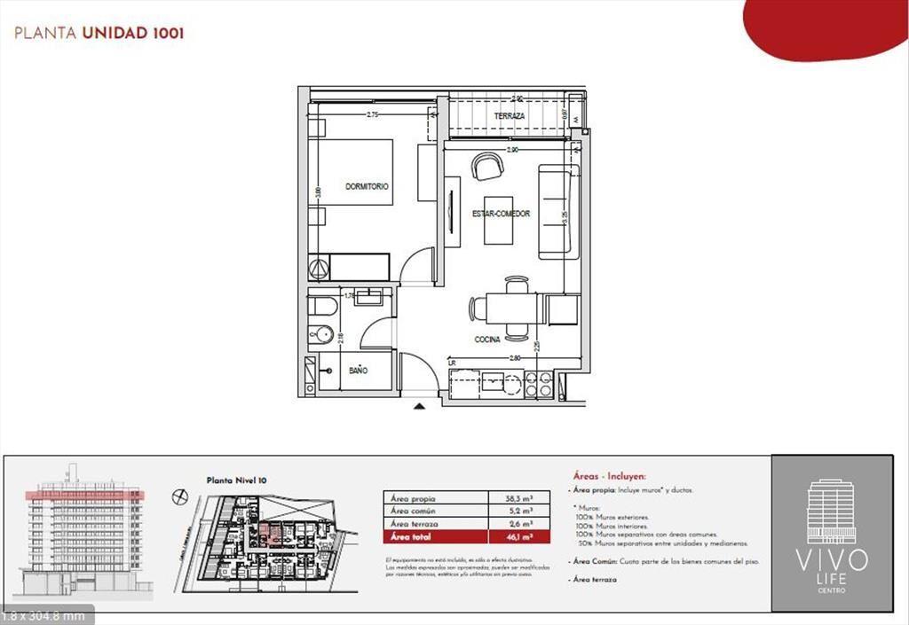 Venta apartamento 1 dormitorio Vivo Life Centro