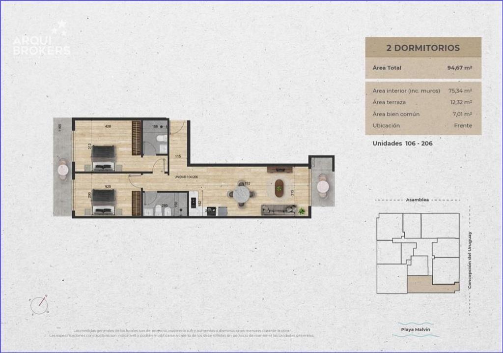 Apartamento de dos dormitorios en venta en Malvín - 106