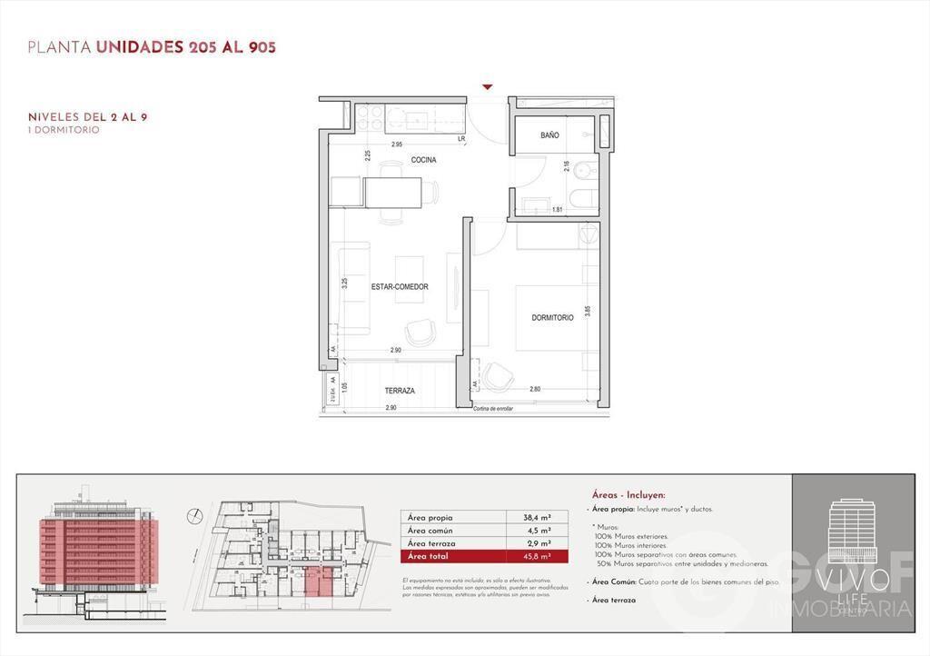 Venta de apartamento de 1 dormitorio en el Centro