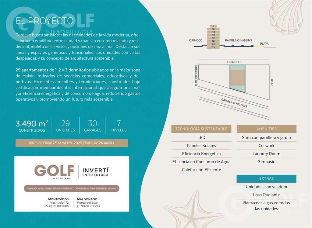 Venta de apartamento 2 Dormitorios en Malvin - CORDELIA