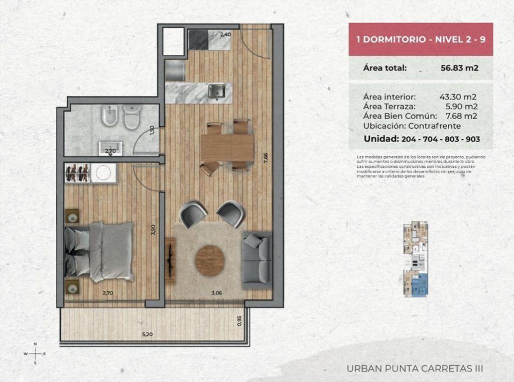 VENTA Apartamento de 1 dormitorio PUNTA CARRETAS