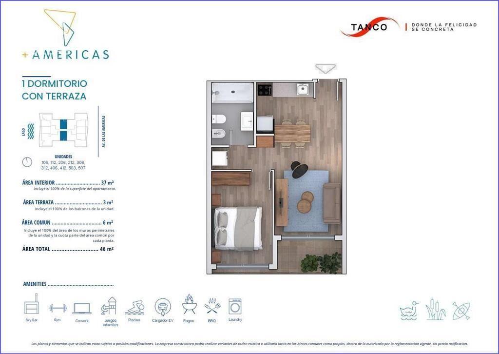 Apartamento de un dormitorio en venta en Barra de Carrasco