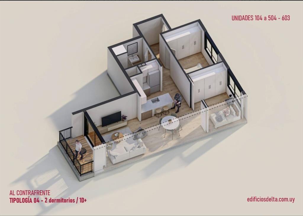 VENTA BARRIO SUR APTO 1 DORM. SET 26 CONTRAFRENTE