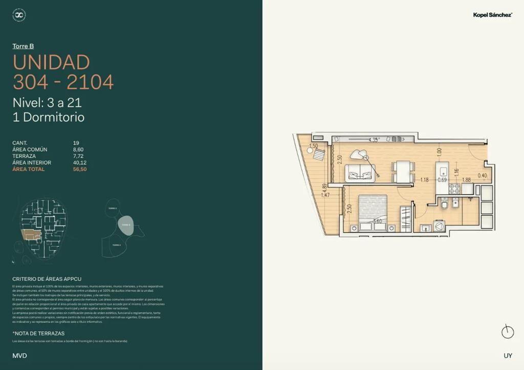 Venta de apartamento de 1 dormitorio en Sky Residences, Buce