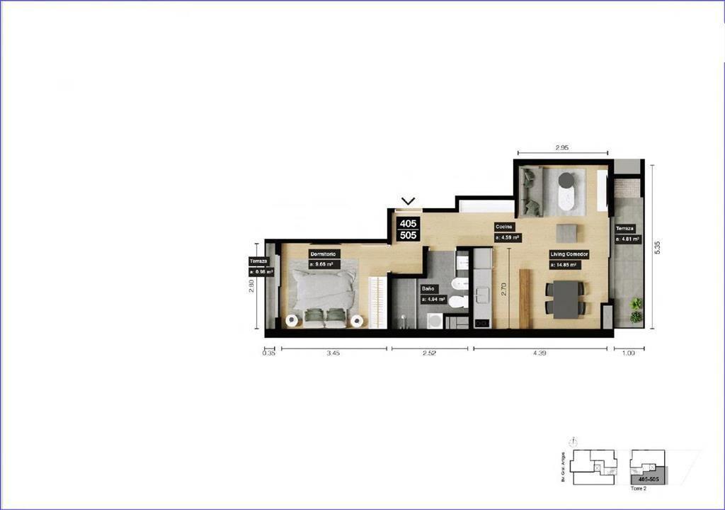 Apartamento de un dormitorio en venta en Tres Cruces - 505