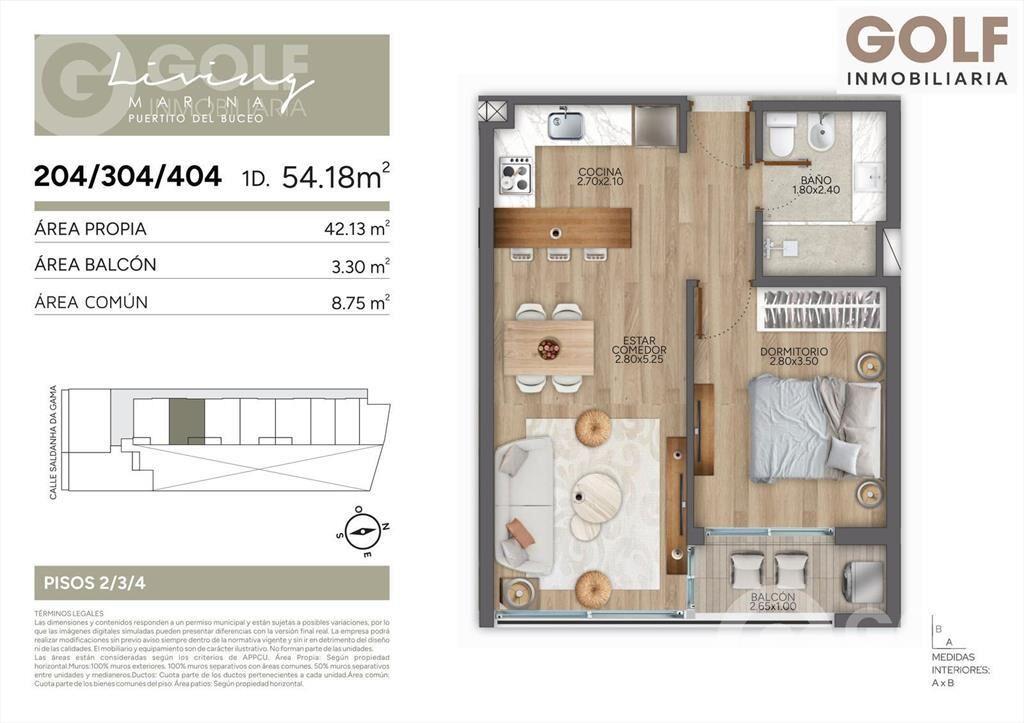 Venta de Apartamento 1 dormitorio en Puertito del Buceo