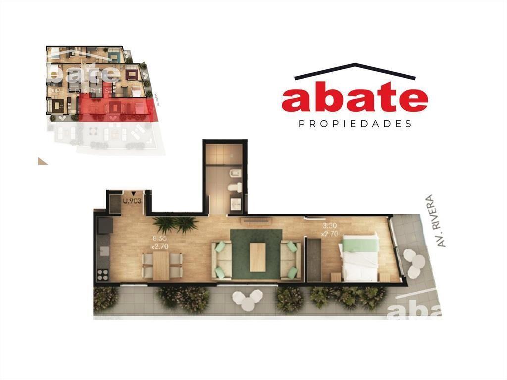 Venta apartamento 1 dormitorio en Buceo con gran terraza en
