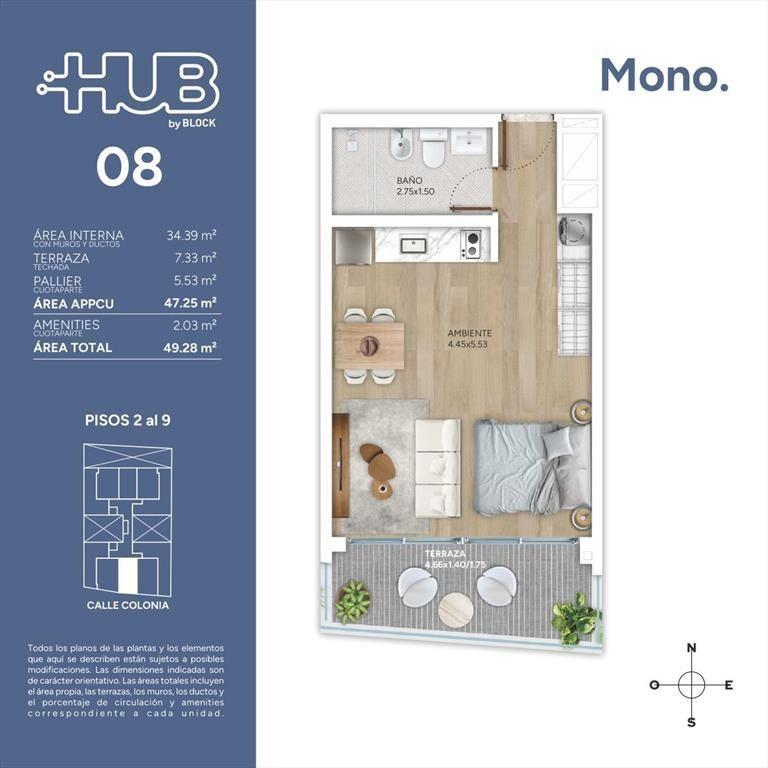 Venta Apartamento Monoambiente en Cordon