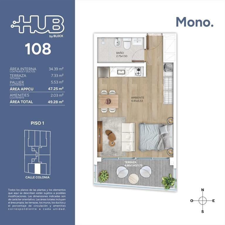 Venta Apartamento Monoambiente en Cordon