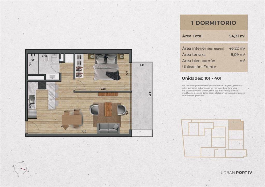 Venta Apartamento 1 Dormitorio en Pocitos